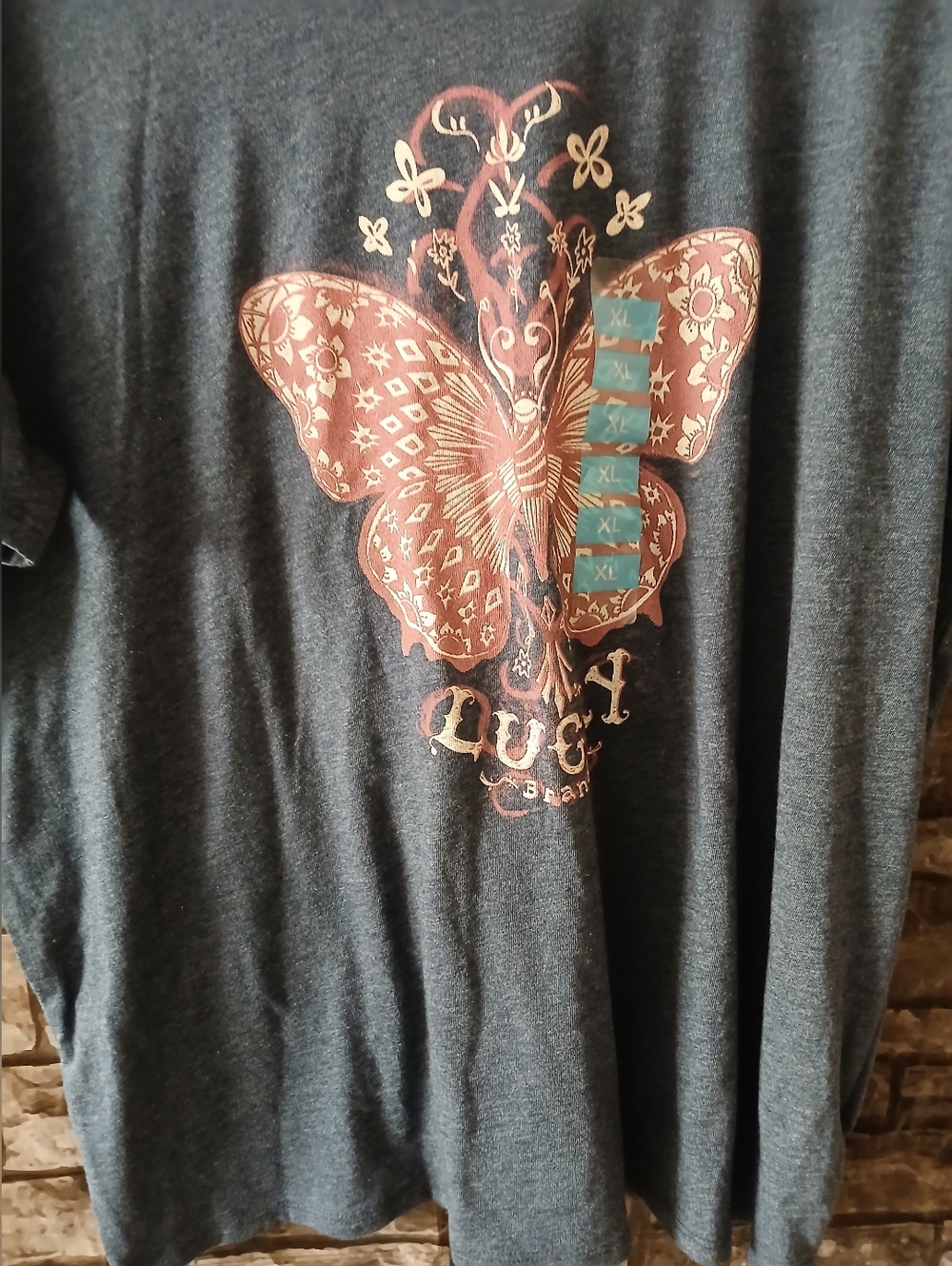 Lucky Brand Navy Butterfly Graphic Tee - Picture 2 of 7